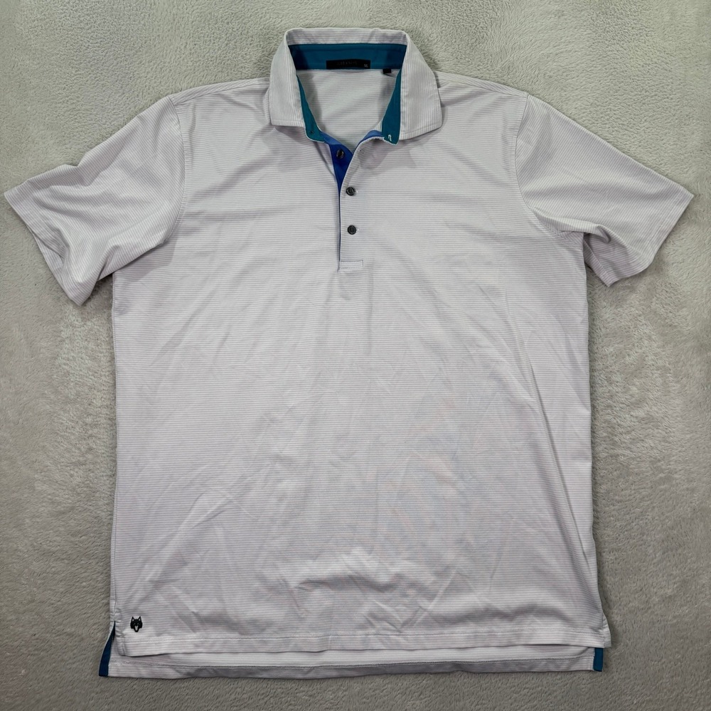 Greyson Polo Shirt Striped Golf Athletic Casual Mens XL Pink White Preppy Logo